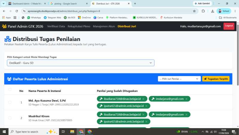Dokumentasi Plotting Juri Apresiasi GTK by Sistem - 2